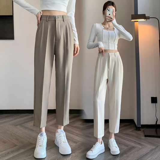 High-Waisted Nine-Point Slim-Fit Casual Pants Loose-Fitting