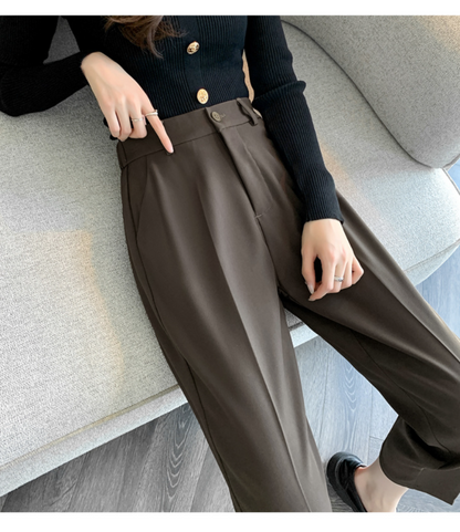 High-Waisted Nine-Point Slim-Fit Casual Pants Loose-Fitting