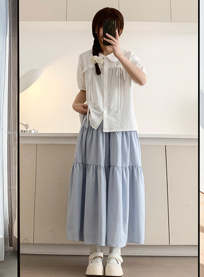 Drapping High-Waisted A-Line Maxi Skirt With Inner Pants