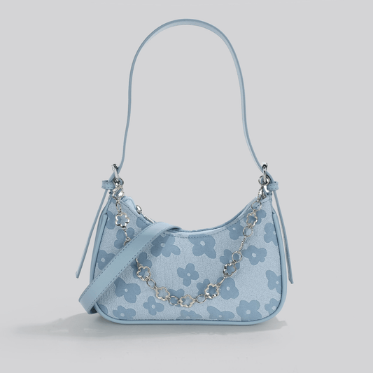 Floral Ins-Style Mini Baguette Shoulder Bag