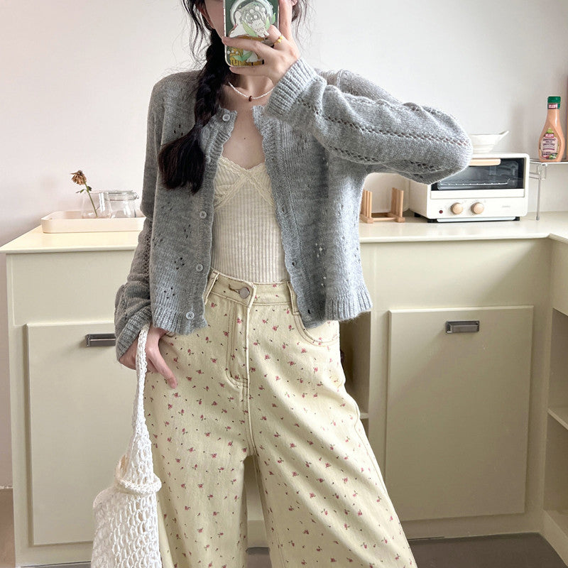Chic Korean Style Knitted Cardigan Loose Fit Top - JoyDion