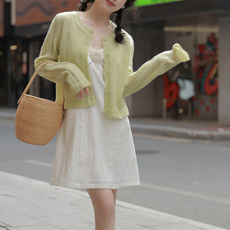 Chic Korean Style Knitted Cardigan Loose Fit Top - JoyDion