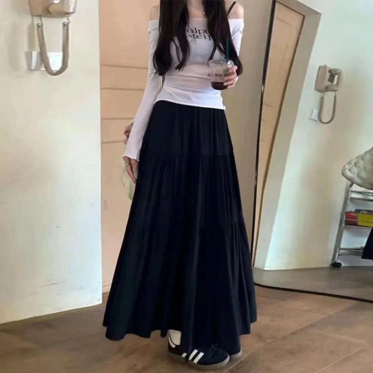 Drapping High-Waisted A-Line Maxi Skirt With Inner Pants
